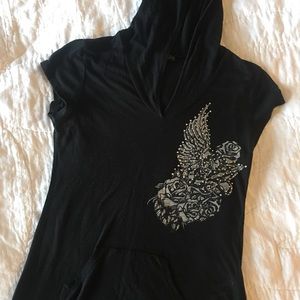 Black hooded shirt